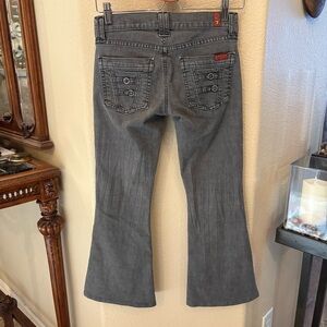 7 FOR ALL MANKIND Gray Low Waisted Bell Bottom Y2K Jeans Size 24-Made in USA